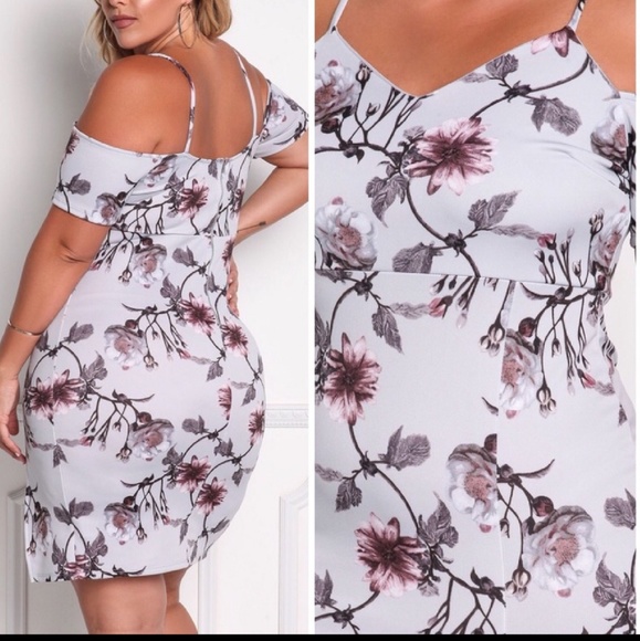 Plus Size Floral Bodycon Dress - Picture 2 of 4